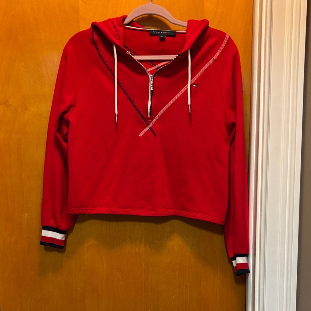 Tommy Hilfiger Women's Red Zip-Up Hoodie